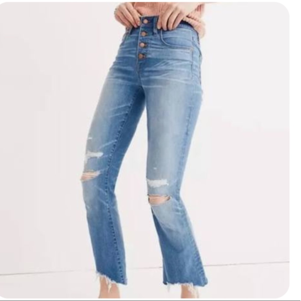 Madewell Cali Demi Bootcut Distressed Button fly jeans